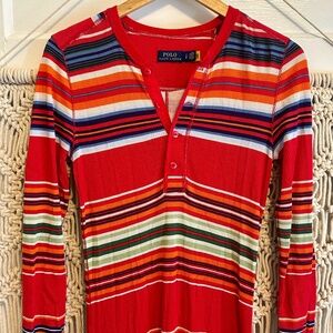 POLO/RALPH LAUREN COLORFUL SPRING/summer striped knitted maxi dress SZ SMALL